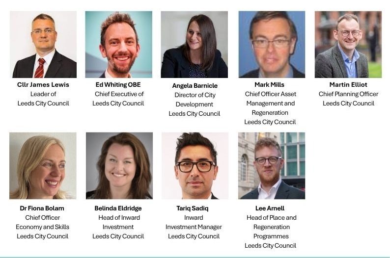 Headshots, names and job descriptions of the Leeds City Council UKREiiF Team